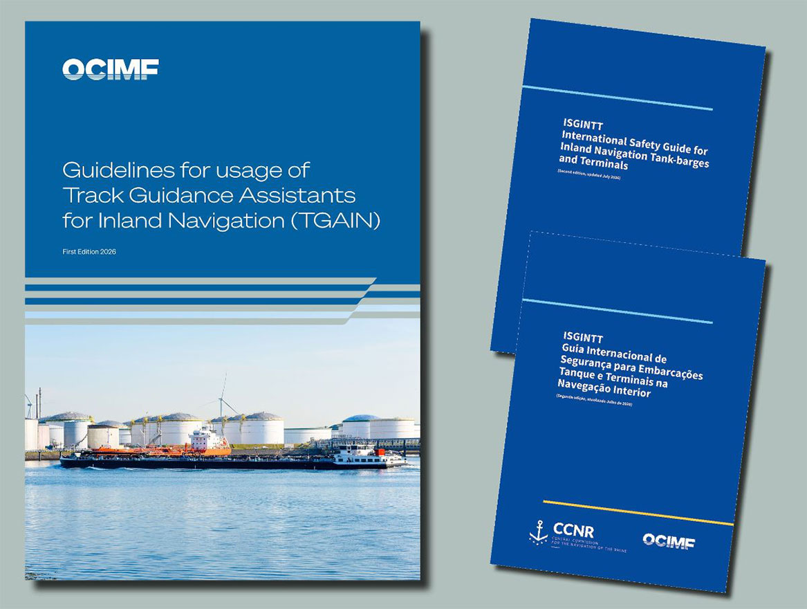 OCIMF Guidelines for usage of Track Guidance Assistants for Inland Navigation (TGAIN) and ISGINTT information paper covers.